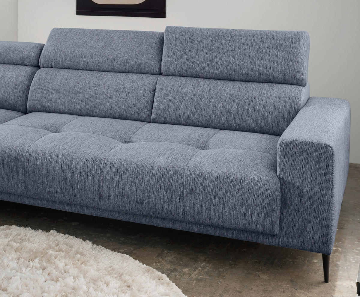 ECKSOFA Hellblau Chenille  - Schwarz/Hellblau, KONVENTIONELL, Textil/Metall (188/276cm) - Livetastic