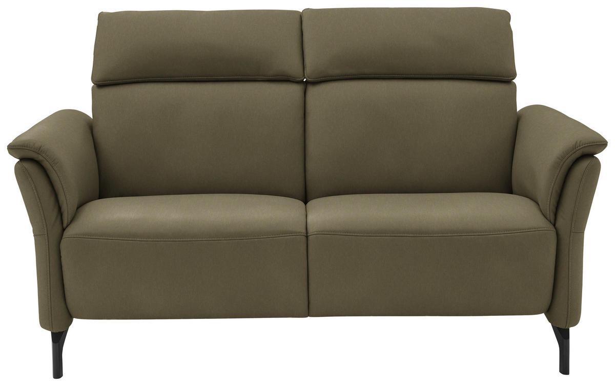 2-SITZER-SOFA in Echtleder Olivgrün  - Schwarz/Olivgrün, Konventionell, Leder/Metall (178/103/92cm) - Dieter Knoll