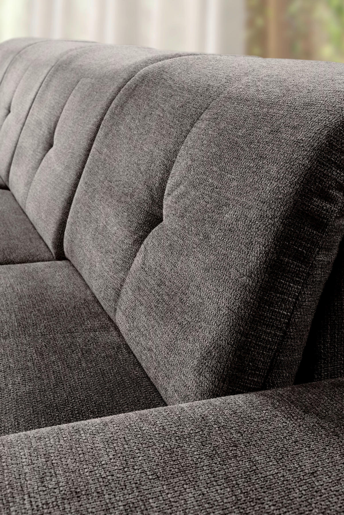 WOHNLANDSCHAFT Schwarz Chenille  - Schwarz/Grau, KONVENTIONELL, Kunststoff/Textil (188/340/240cm) - Carryhome