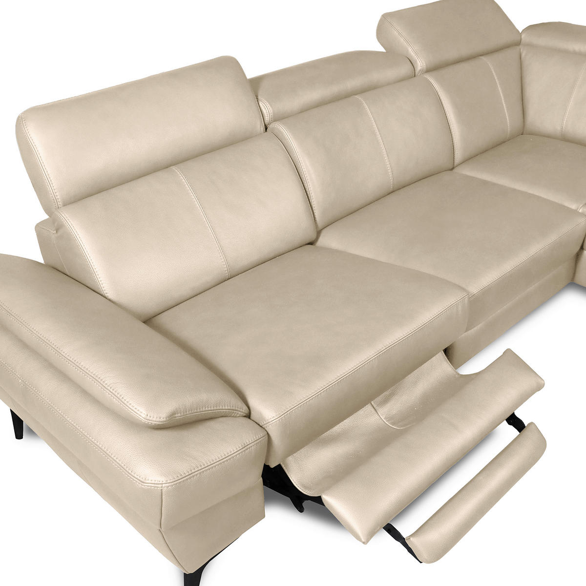 ECKSOFA Lederlook Echtleder Grau  - Schwarz/Grau, Design, Leder/Textil (264/211cm) - Livetastic