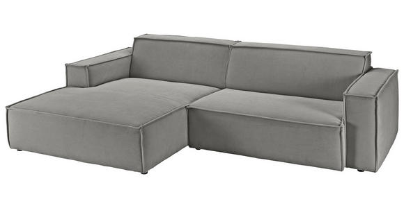 ECKSOFA Grau Feincord  - Schwarz/Grau, KONVENTIONELL, Kunststoff/Textil (168/276cm) - Hom`in