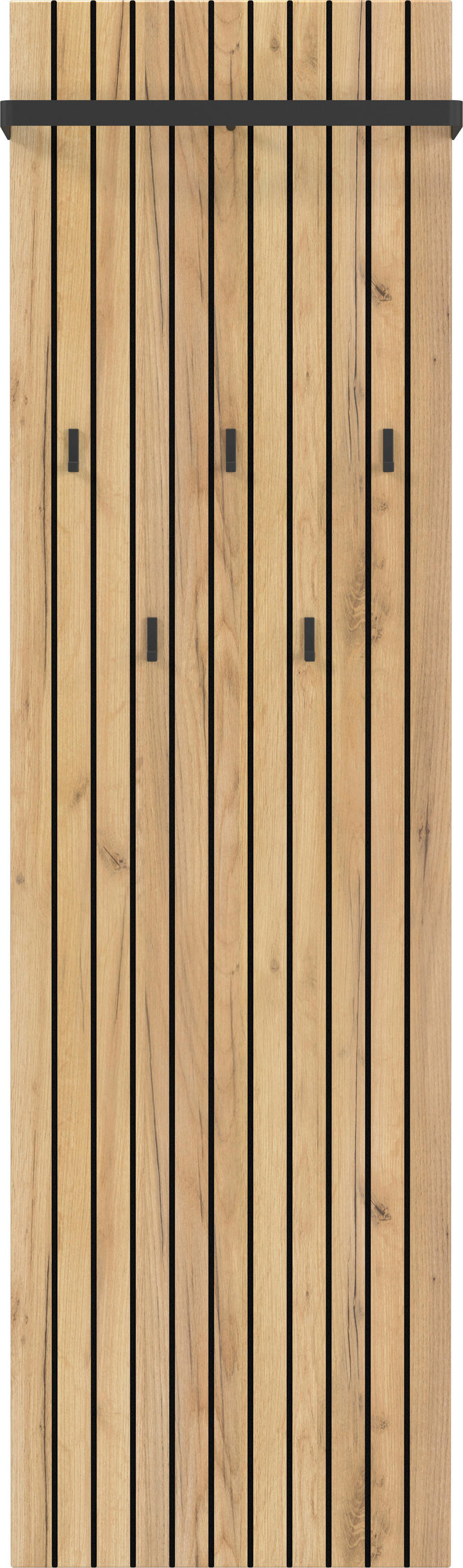 GARDEROBENPANEEL  in 46/160/18 cm  - Eichefarben/Schwarz, Design, Holzwerkstoff (46/160/18cm)