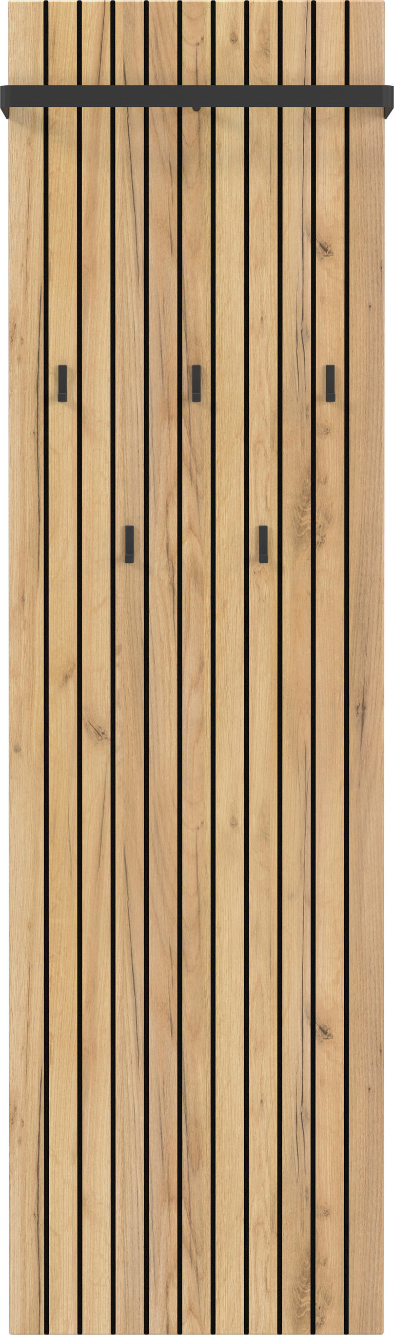 GARDEROBENPANEEL  in 46/160/18 cm  - Eichefarben/Schwarz, Design, Holzwerkstoff (46/160/18cm)