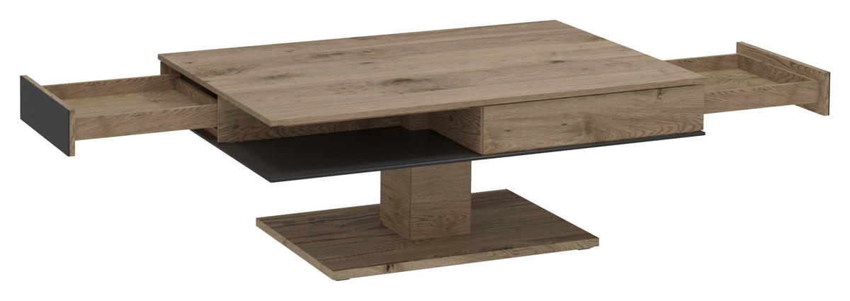 COUCHTISCH in Holz, Glas 120/75/46 cm  - Eichefarben/Anthrazit, Design, Glas/Holz (120/75/46cm) - Voglauer