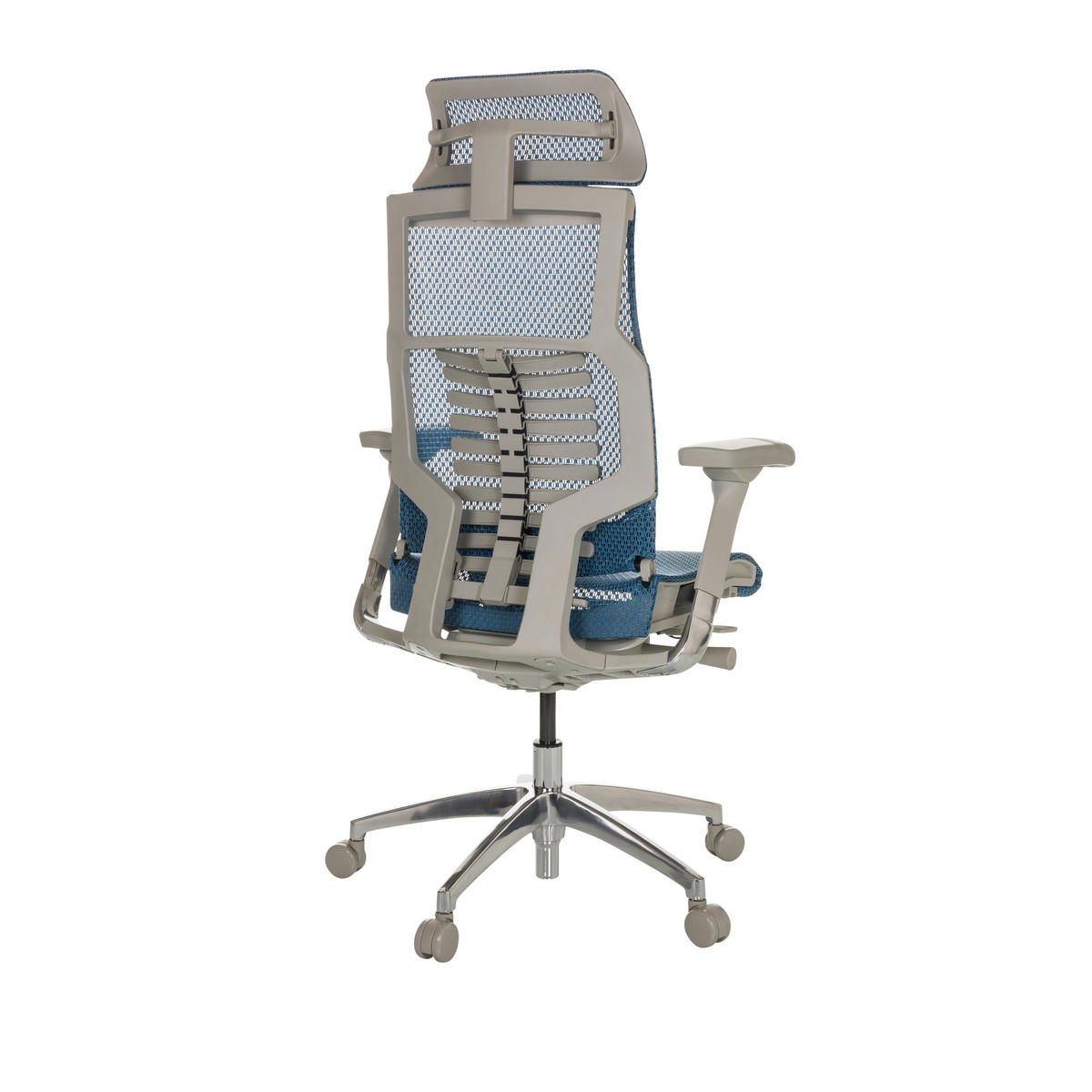 DREHSTUHL Netz Blau  - Blau/Alufarben, Basics, Kunststoff/Textil (67/119-135/60cm) - MID.YOU