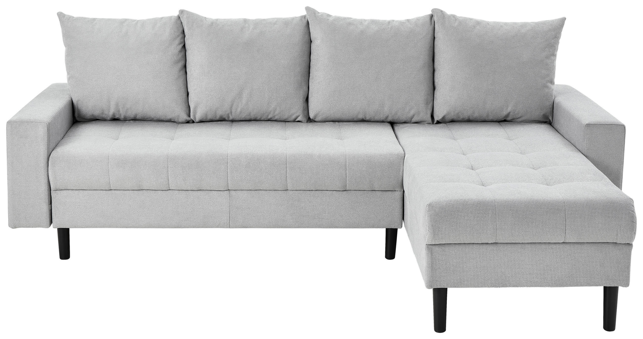 ECKSOFA in Webstoff Hellgrau  - Hellgrau/Schwarz, Konventionell, Kunststoff/Textil (231/157cm) - P & B