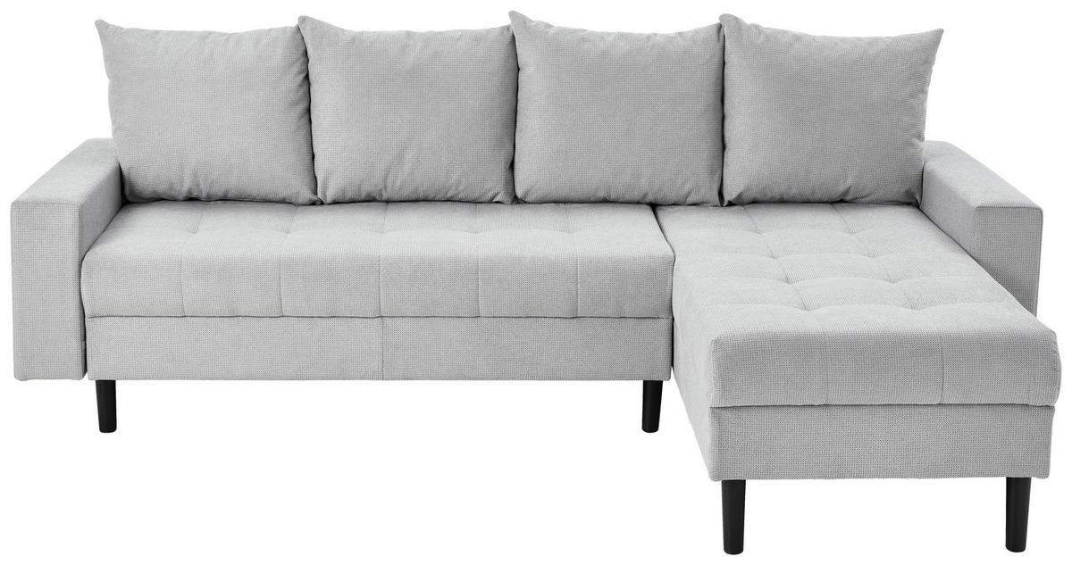 ECKSOFA in Webstoff Hellgrau  - Hellgrau/Schwarz, Konventionell, Kunststoff/Textil (231/157cm) - P & B