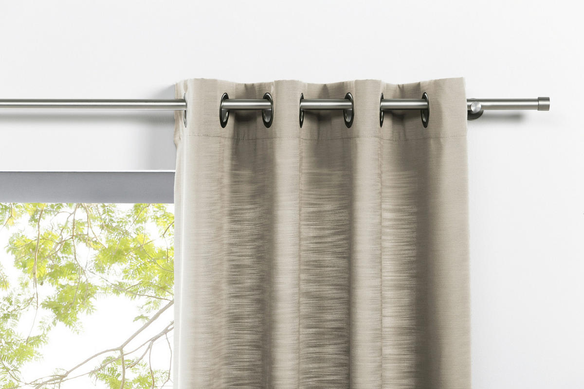 ÖSENVORHANG halbtransparent  - Beigebraun, Basics, Textil (135/245cm)
