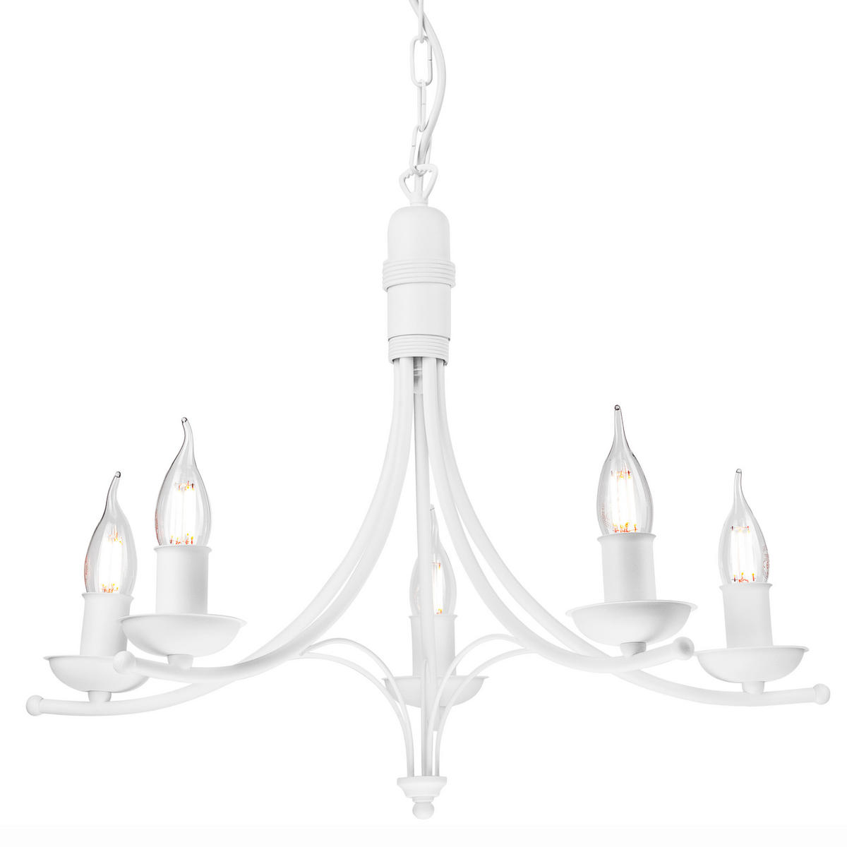 KRONLEUCHTER Lucy 58/100 cm   - Weiß Hochglanz, KONVENTIONELL, Metall (58/100cm)