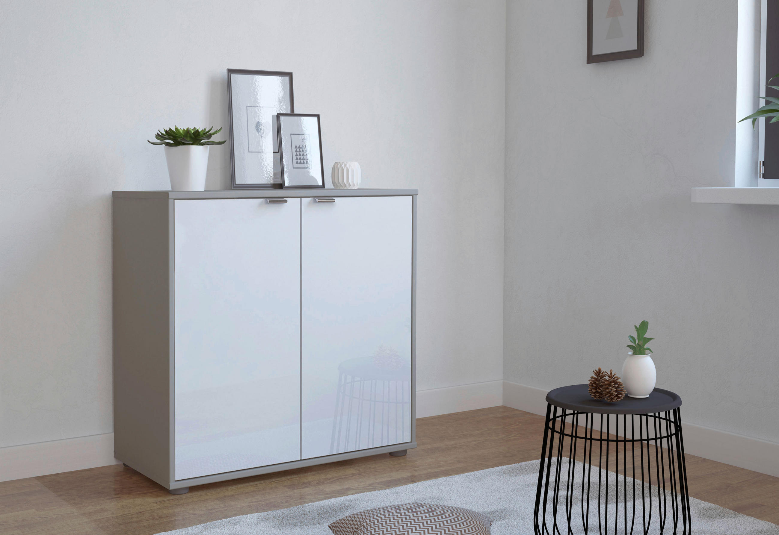 KOMMODE  in 80/70/43 cm  - Chromfarben/Schwarz, KONVENTIONELL, Glas/Holzwerkstoff (80/70/43cm) - Dieter Knoll