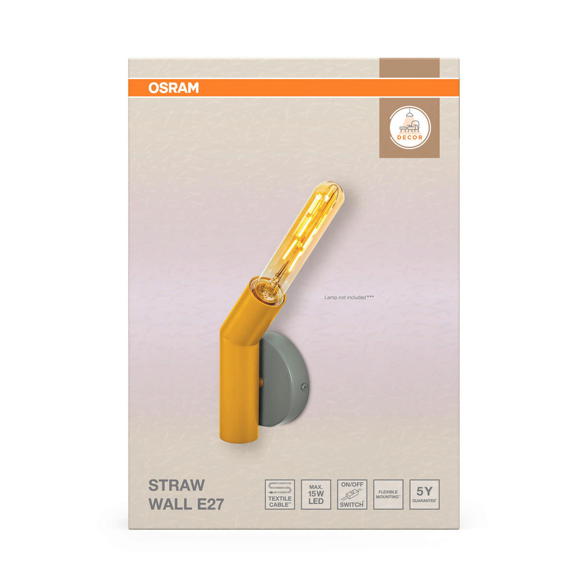 WANDLEUCHTE 10.8/7.7/18.3 cm   - Gelb, Design, Metall (10.8/7.7/18.3cm) - Osram