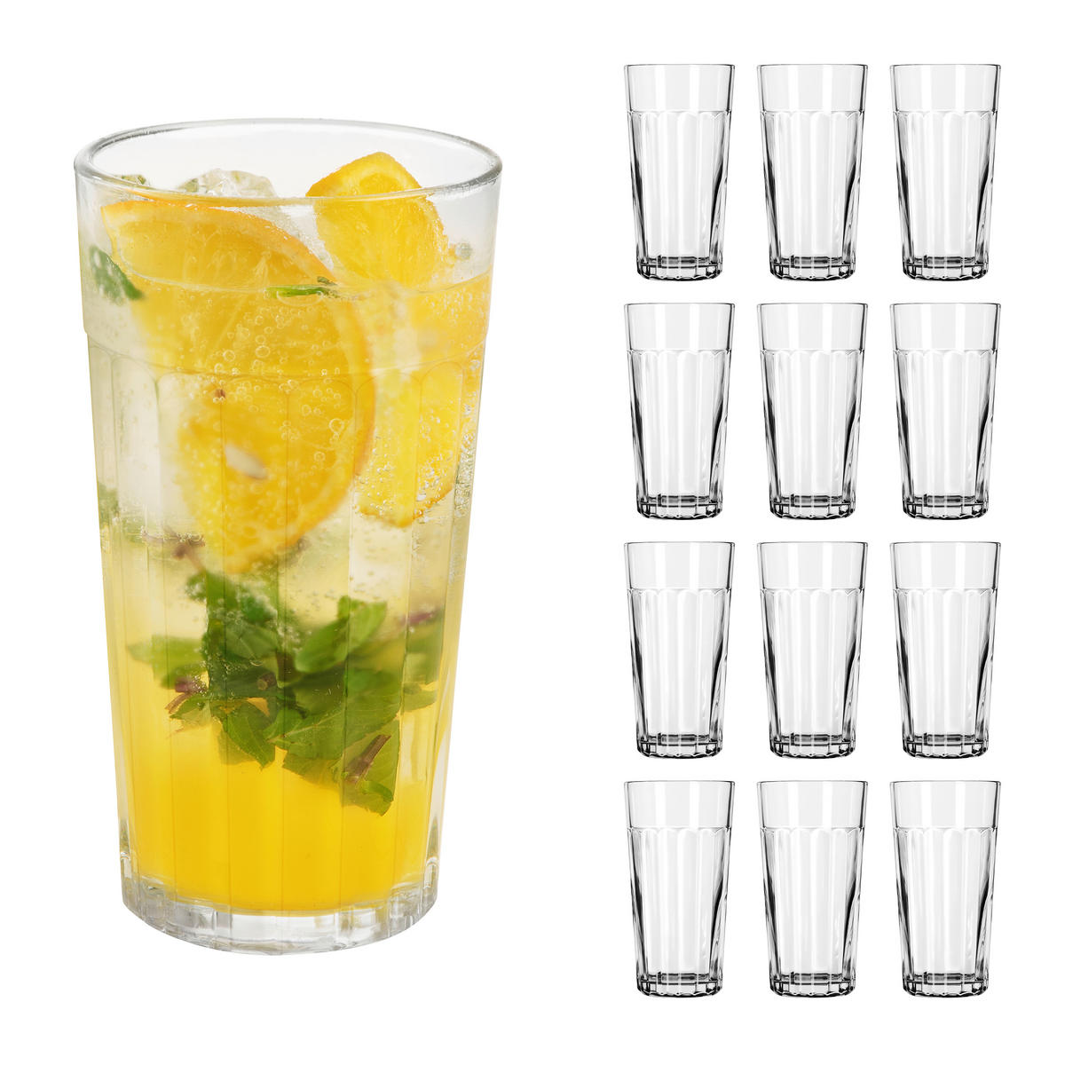 GLÄSERSET PANELED TUMBLERS  24-teilig  - Klar, Basics, Glas (9/17cm)