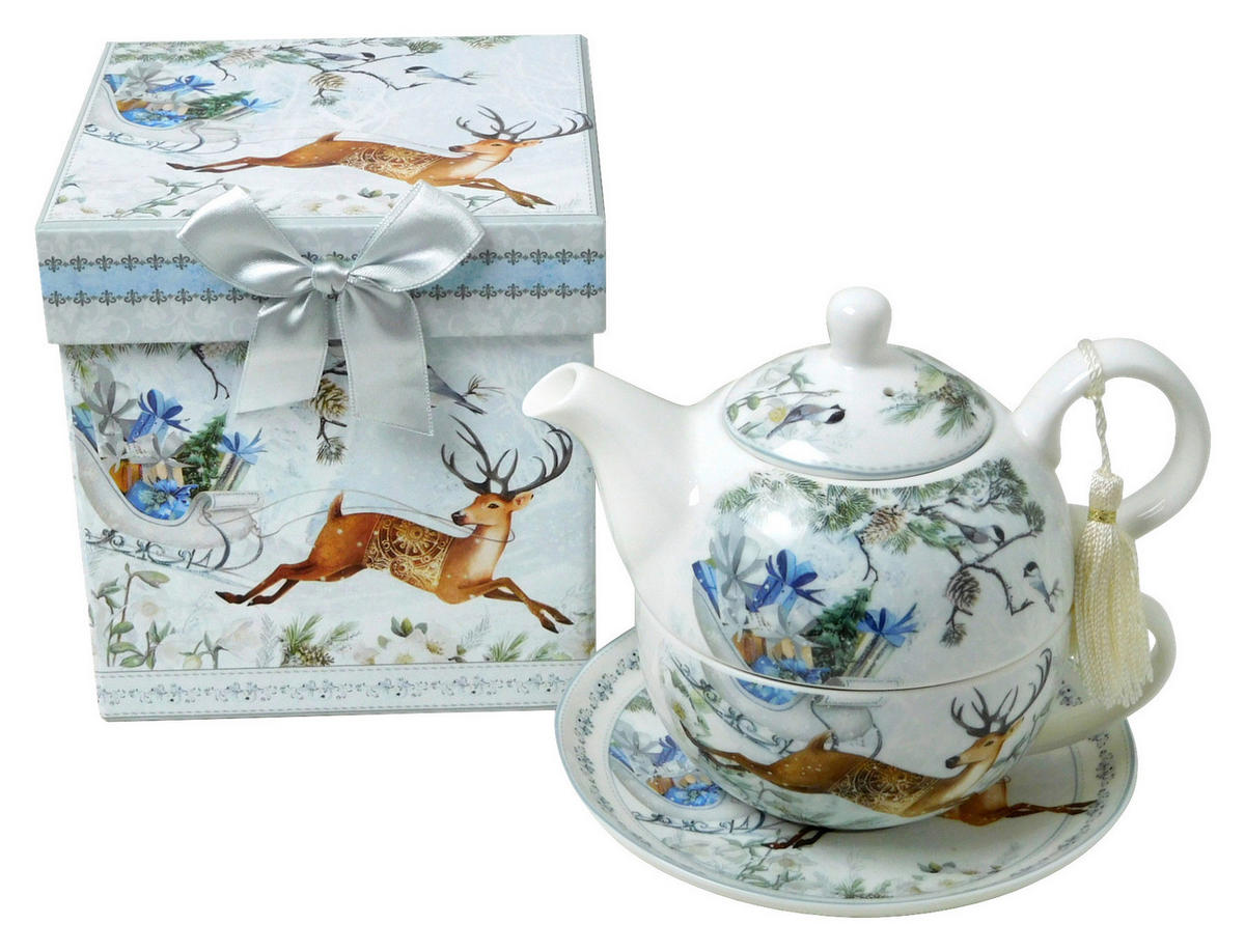 ČAJOVÁ SOUPRAVA PRO JEDNOHO 490 ml - vícebarevná, Trend, keramika (17/14cm) - X-Mas