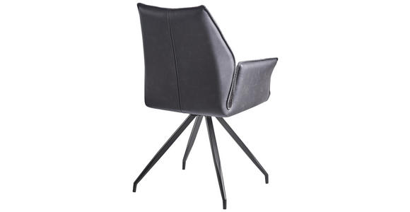 ARMLEHNSTUHL in Eisen Lederlook, Struktur - Hellgrau/Schwarz, Design, Textil/Metall (63/91/60cm) - Carryhome