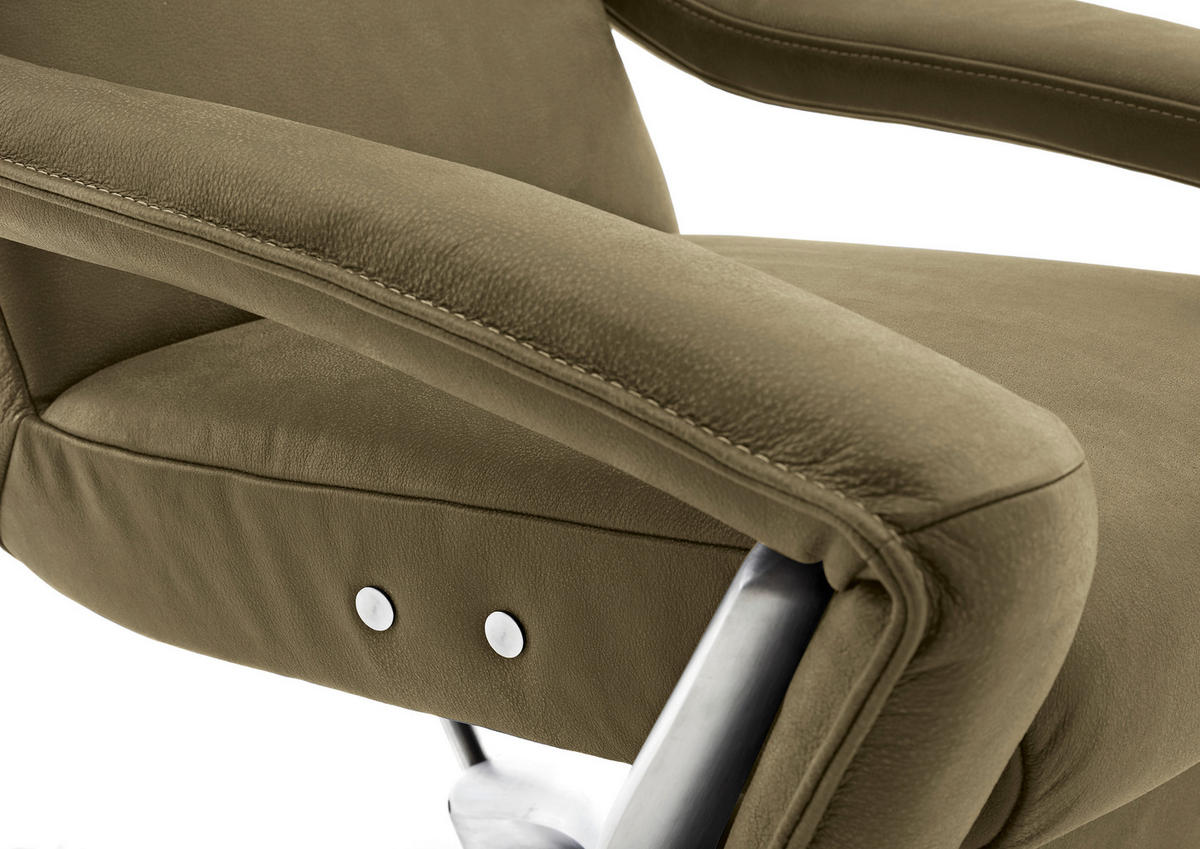 RELAXSESSEL in Leder Grün  - Nickelfarben/Grün, Design, Leder/Metall (77/113/91cm) - Koinor