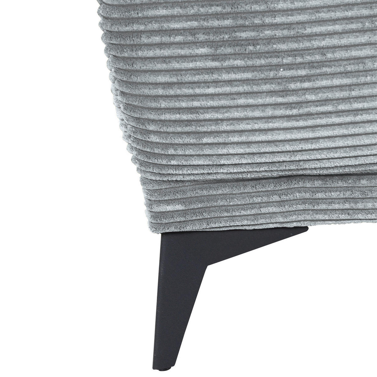 ECKSOFA in Cord Hellgrau  - Hellgrau/Schwarz, Konventionell, Textil/Metall (165/295cm) - Carryhome