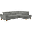 ECKSOFA in Bouclé Hellgrau  - Eichefarben/Hellgrau, MODERN, Holz/Textil (287/212cm) - Valnatura