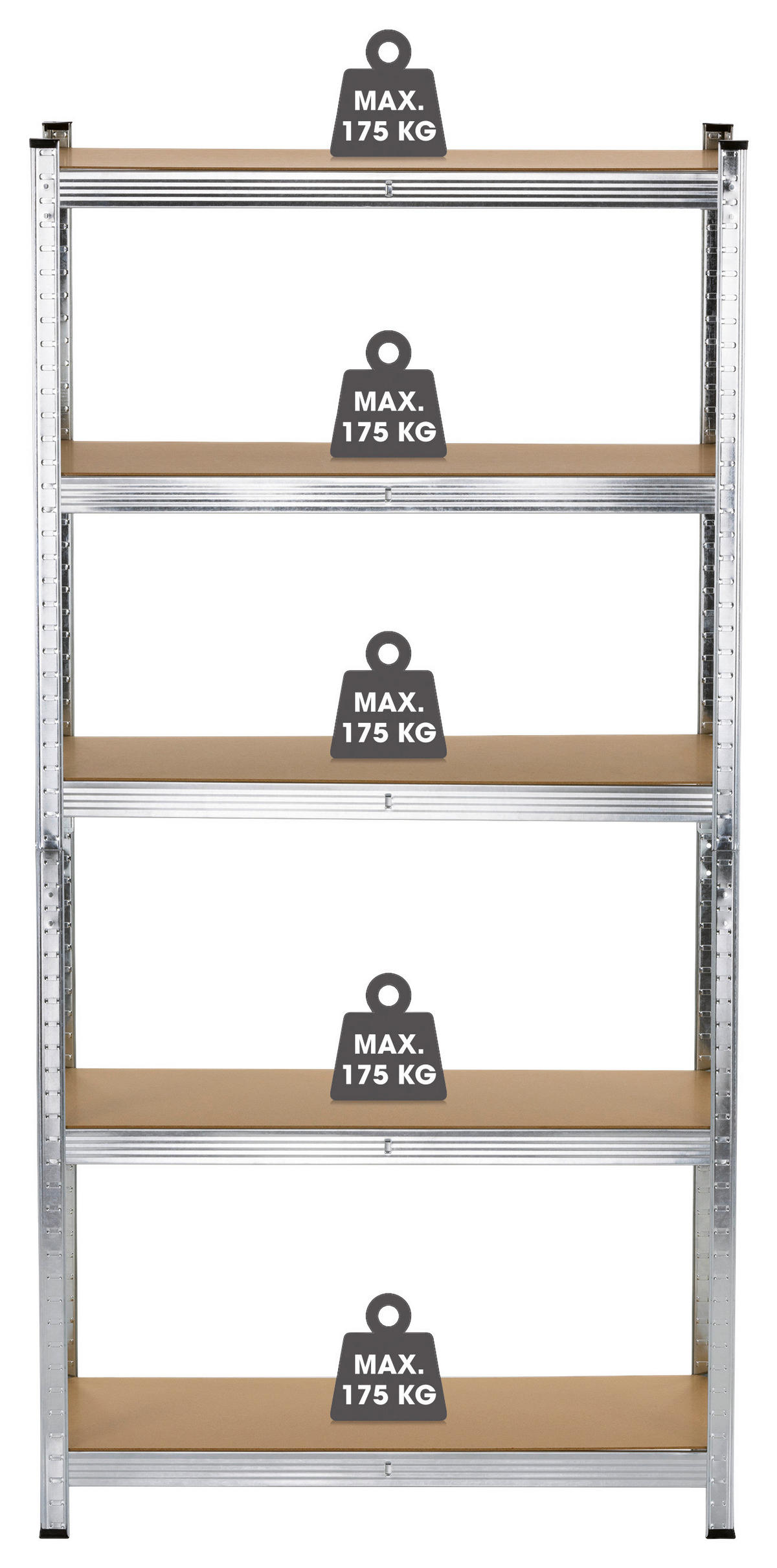 HYLLA FÖR TUNG LAST i 90/180/40 cm brun, stålfärgad  - stålfärgad/brun, Basics, metall/trämaterial (90/180/40cm)