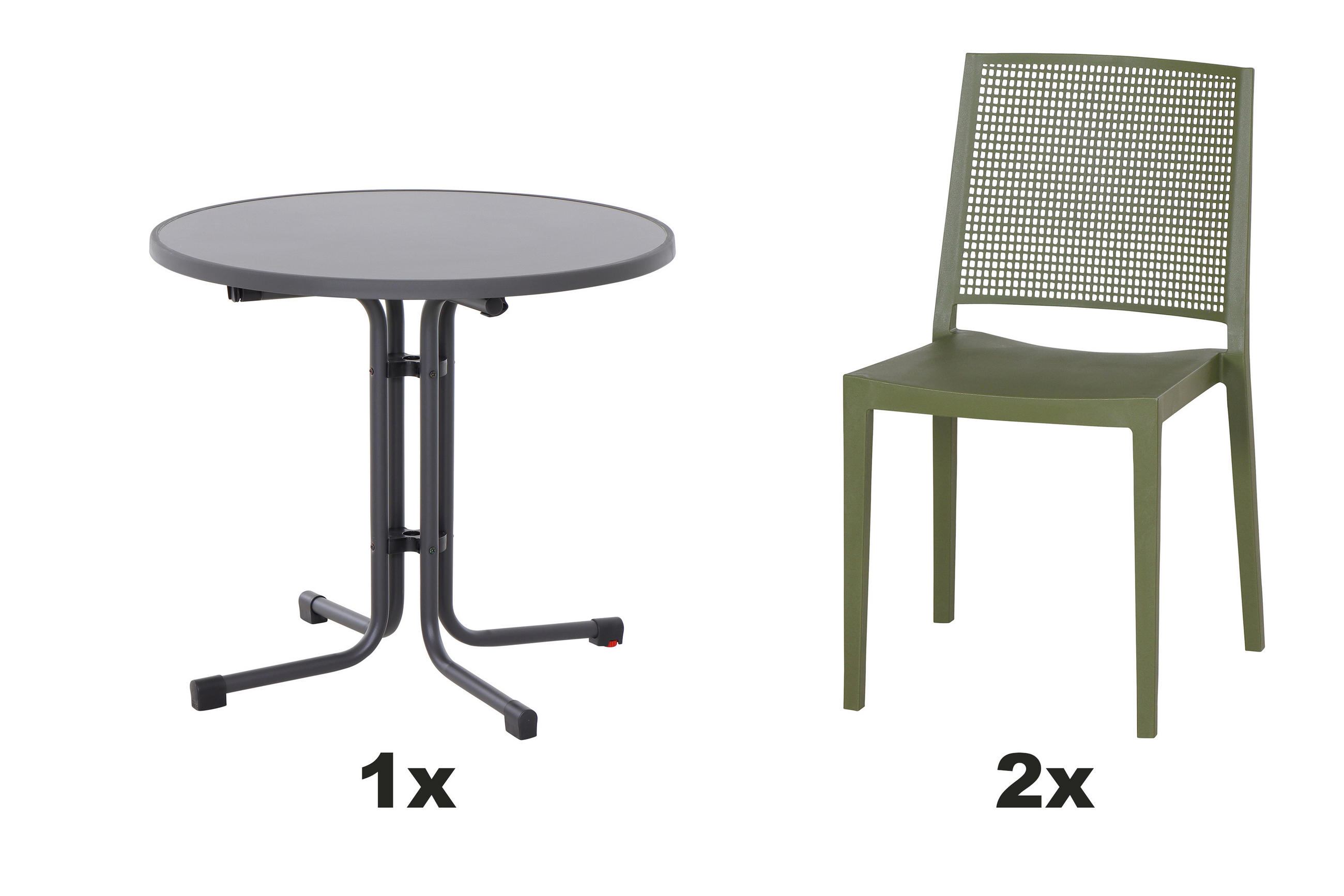 GARTENGARNITUR 3-teilig Stahl  - Grün, Basics, Kunststoff/Metall (80/80/80cm) - Siena Garden