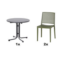 GARTENGARNITUR 3-teilig Stahl  - Grün, Basics, Kunststoff/Metall (80/80/80cm) - Siena Garden