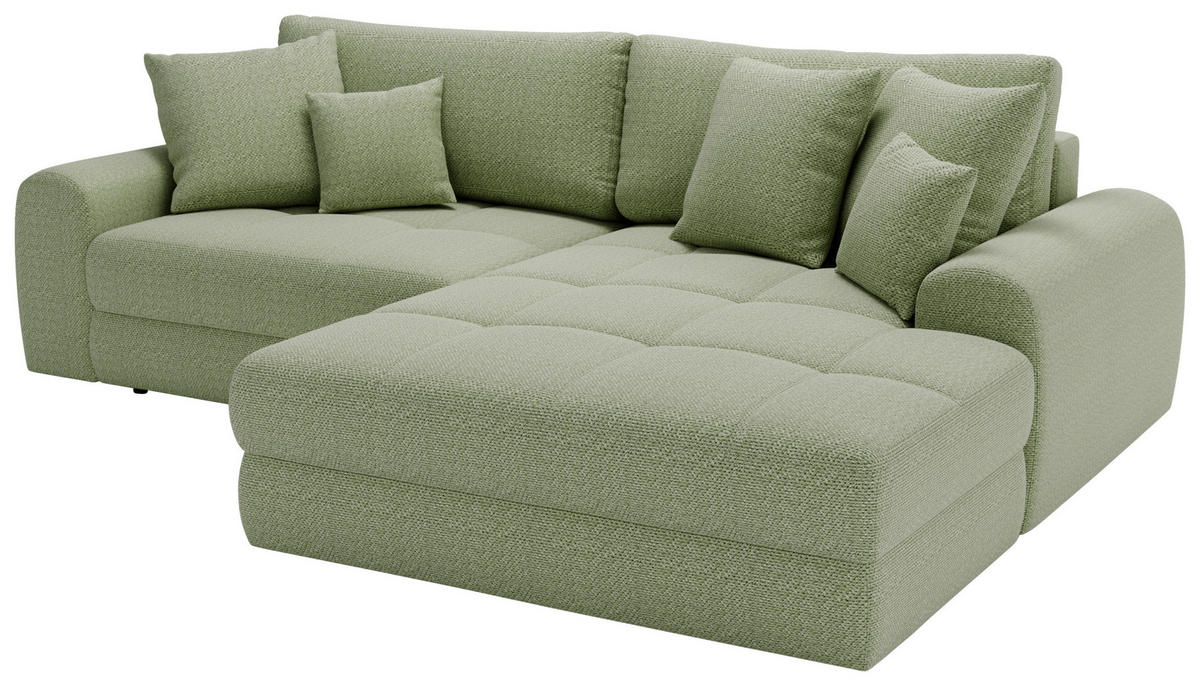 ECKSOFA LORSON Grün Struktur  - Schwarz/Grün, Design, Kunststoff/Textil (290/208cm) - Livetastic