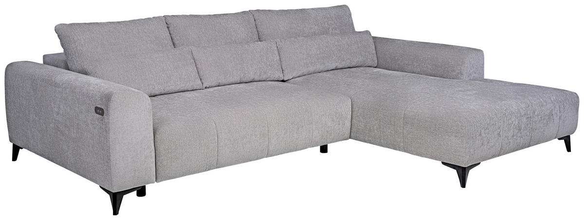 ECKSOFA Silberfarben Chenille  - Silberfarben/Schwarz, KONVENTIONELL, Kunststoff/Textil (279/222cm) - Hom`in