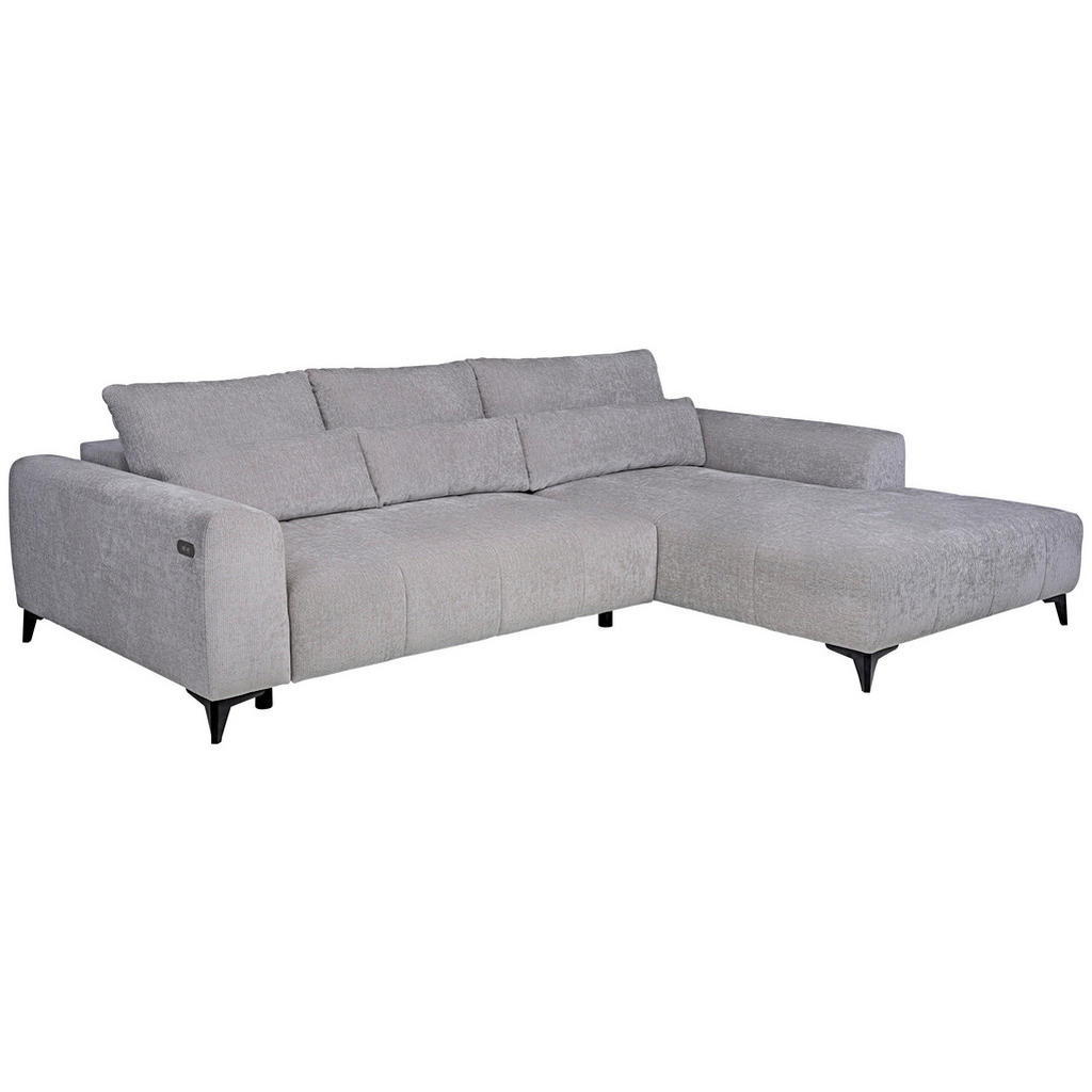 Thumbnail - Hom`in Ecksofa, Silber, Textil, 4-Sitzer, Füllung: Schaumstoffflocken,Schaumstoffflocken, Ottomane rechts, L-Form, 279x2...
