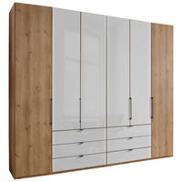 FALTTÜRENSCHRANK 250/236/58 cm 4-türig Weiß, Eiche Bianco  - Schieferfarben/Eiche Bianco, KONVENTIONELL, Glas/Holzwerkstoff (250/236/58cm) - Dieter Knoll
