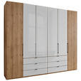 FALTTÜRENSCHRANK 250/236/58 cm 4-türig Weiß, Eiche Bianco  - Schieferfarben/Eiche Bianco, KONVENTIONELL, Glas/Holzwerkstoff (250/236/58cm) - Dieter Knoll