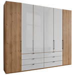 FALTTÜRENSCHRANK 250/236/58 cm 4-türig Weiß, Eiche Bianco  - Schieferfarben/Eiche Bianco, KONVENTIONELL, Glas/Holzwerkstoff (250/236/58cm) - Dieter Knoll