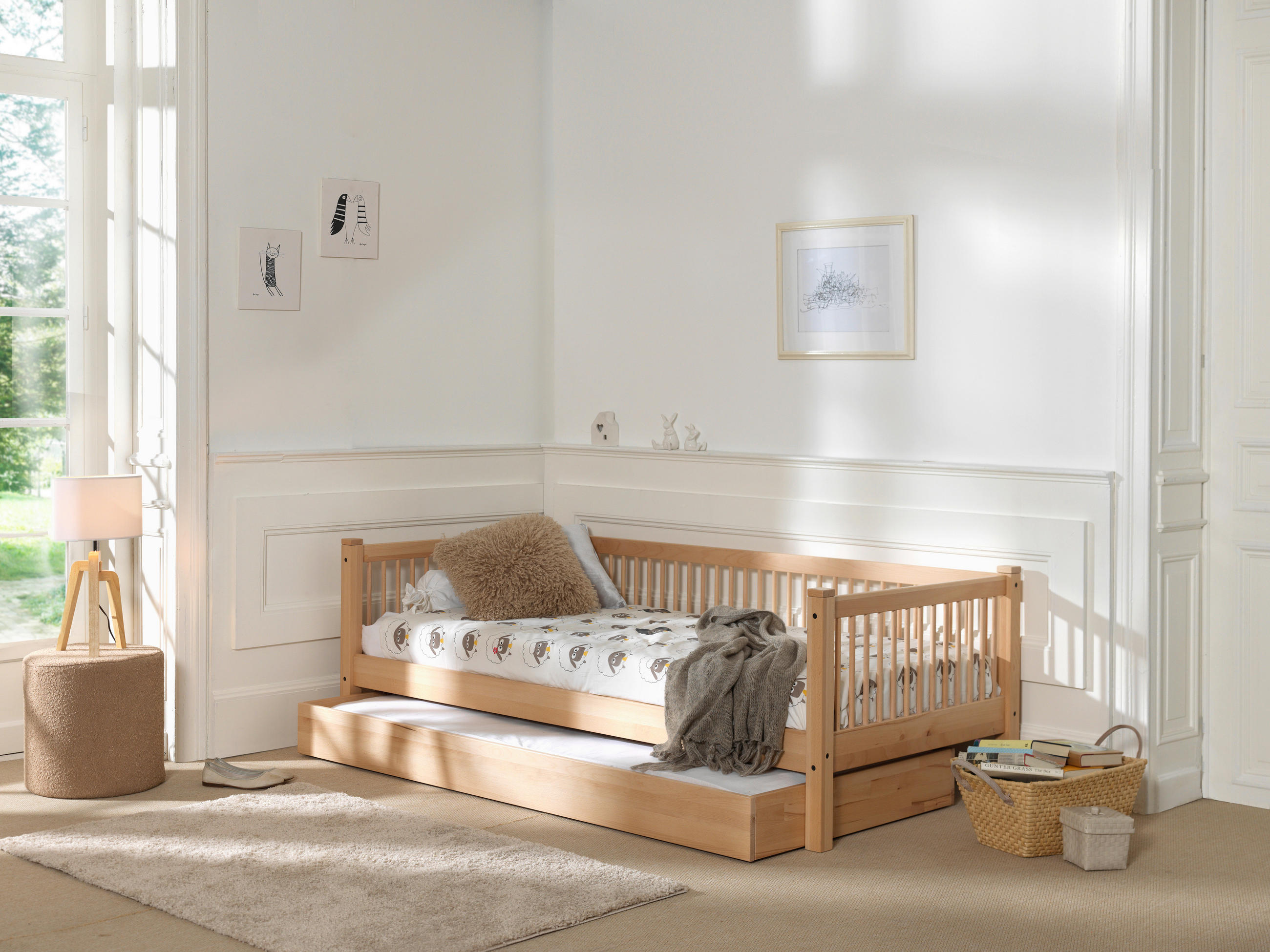 BETT 90/200 cm  in Buchefarben  - Buchefarben/Naturfarben, MODERN, Holz (90/200cm) - Vipack