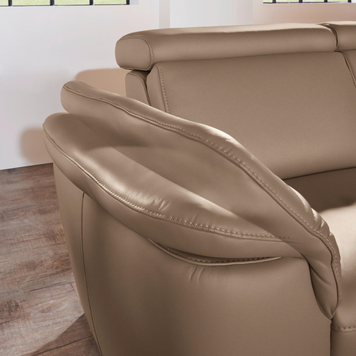 ECKSOFA in Echtleder Braun  - Alufarben/Braun, Design, Leder/Metall (271/239cm) - Cantus