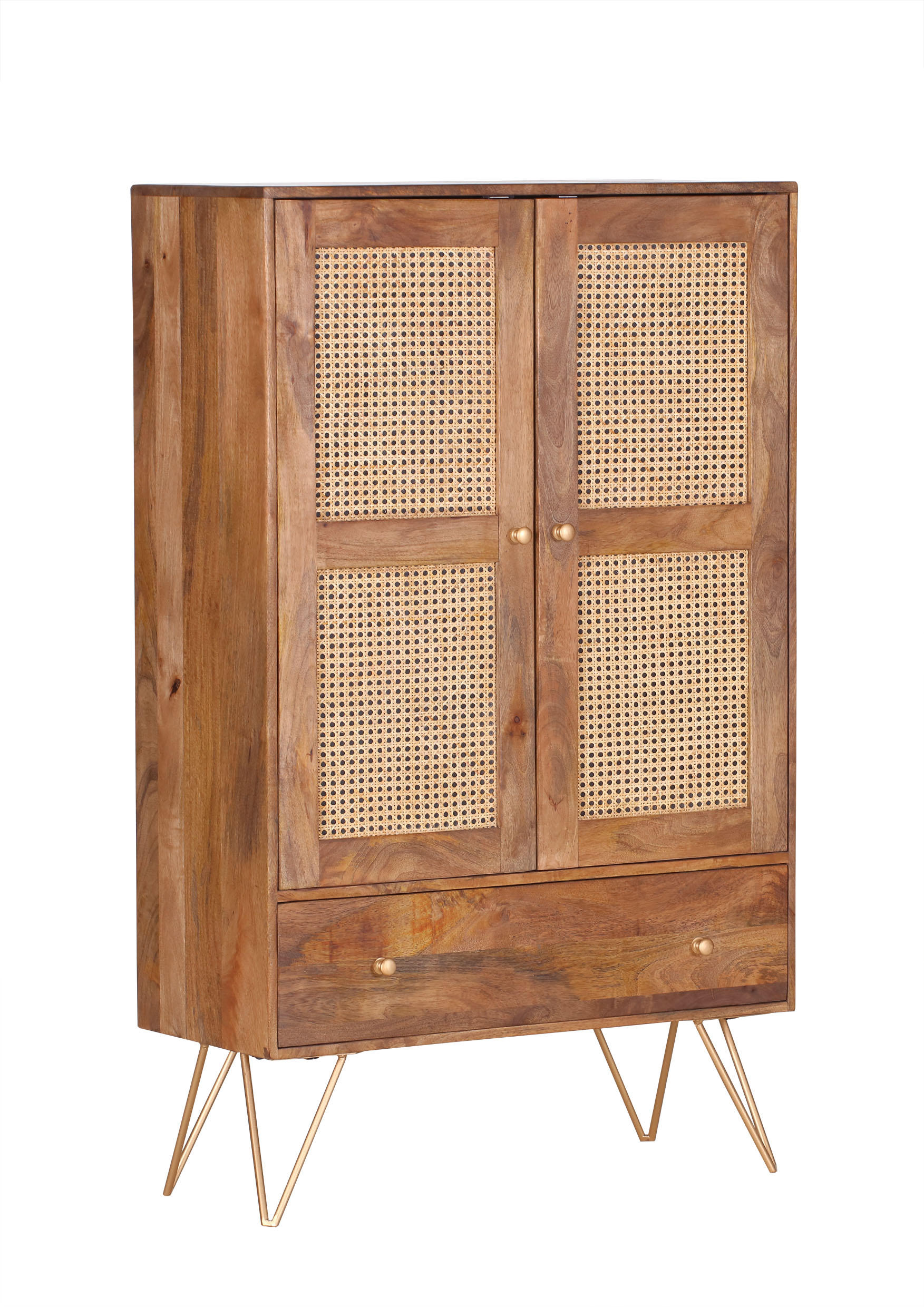 HÖG BYRÅ 83/137/39 cm  - brun/mässingsfärgad, Lifestyle, metall/trä (83/137/39cm)
