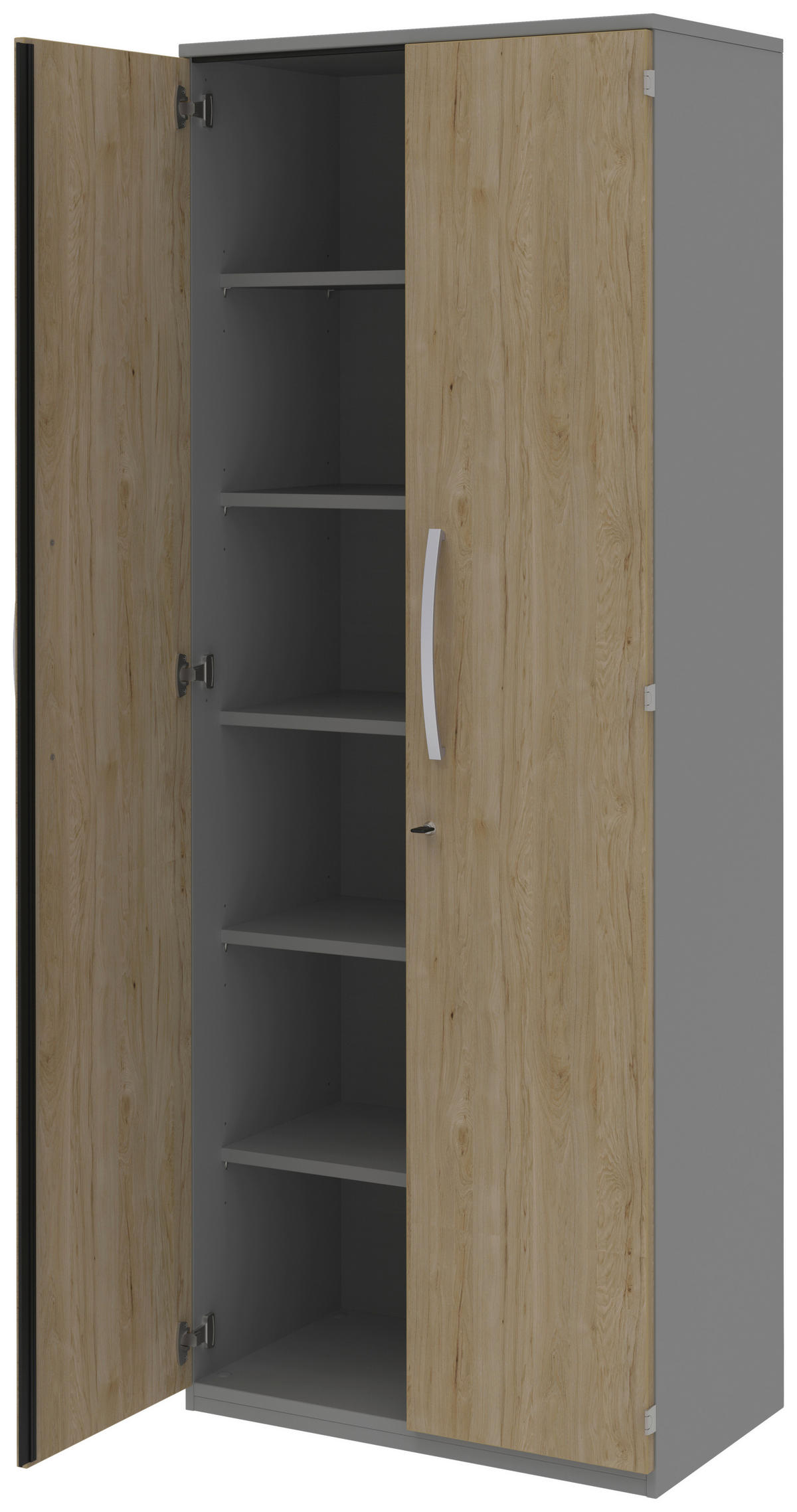 AKTENSCHRANK 80/217,4/43 cm  - Eichefarben/Grau, KONVENTIONELL, Holzwerkstoff (80/217,4/43cm) - Moderano