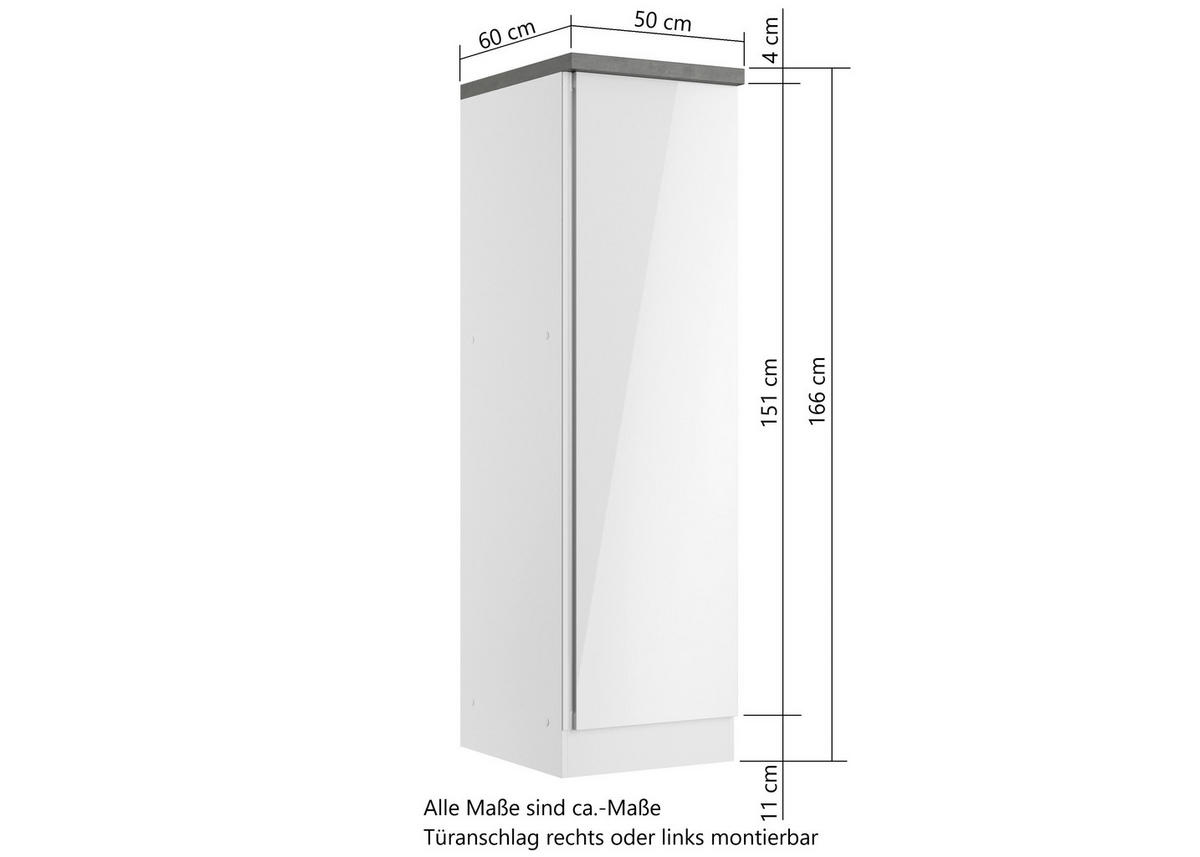 APOTHEKERSCHRANK 50/166/60 cm  in Grau, Weiß, Weiß Hochglanz  - Weiß Hochglanz/Weiß, LIFESTYLE, Holzwerkstoff (50/166/60cm) - Held