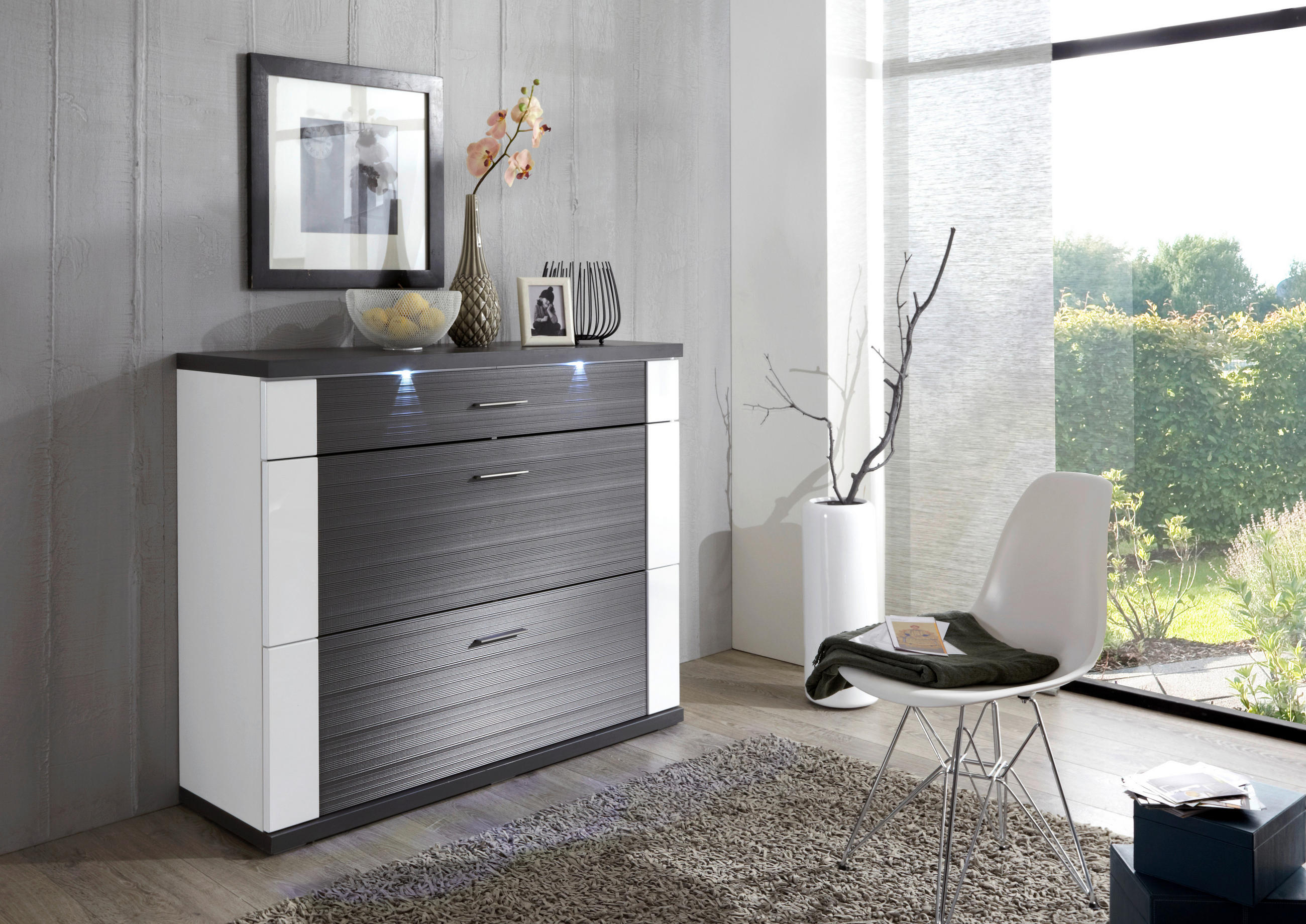 KOMMODE  in 129/107/42 cm  - Chromfarben/Graphitfarben, Design, Holzwerkstoff/Metall (129/107/42cm) - Xora