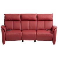TRAPEZSOFA Heimkino Echtleder Dunkelrot  - Alufarben/Dunkelrot, KONVENTIONELL, Leder/Metall (217/108/103cm) - Cantus