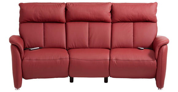 TRAPEZSOFA Heimkino Echtleder Dunkelrot  - Alufarben/Dunkelrot, KONVENTIONELL, Leder/Metall (217/108/103cm) - Cantus