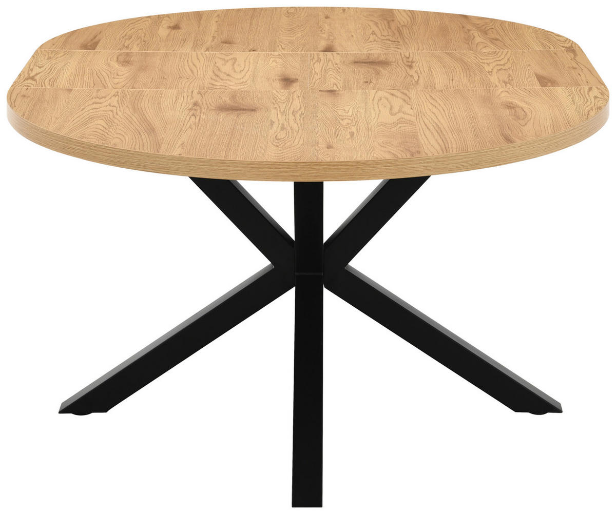 ESSTISCH in Metall, Holzwerkstoff 120/120/75 cm   - Eichefarben/Schwarz, Basics, Holzwerkstoff/Metall (120/120/75cm) - Livetastic