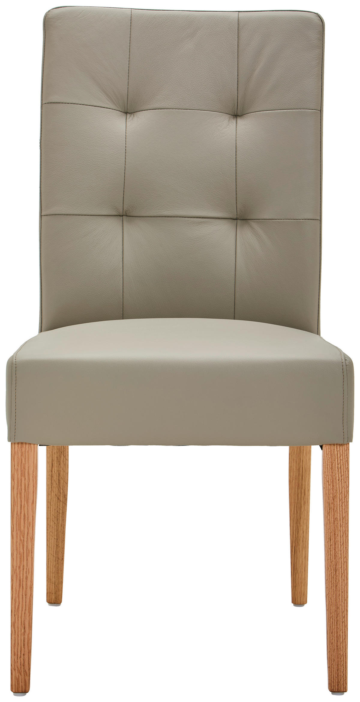 STUHL Echtleder Graubraun Eiche massiv  - Eichefarben/Graubraun, KONVENTIONELL, Leder/Holz (48/94/64cm) - Linea Natura