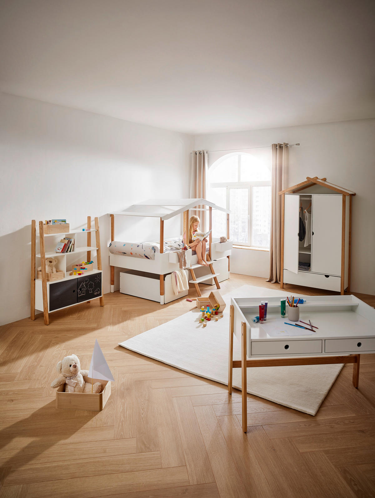 HAUSBETT Leiter, Lattenrost 90/190/200 cm  - Naturfarben/Weiß, Design, Holz/Holzwerkstoff (90/190/200cm) - Xora