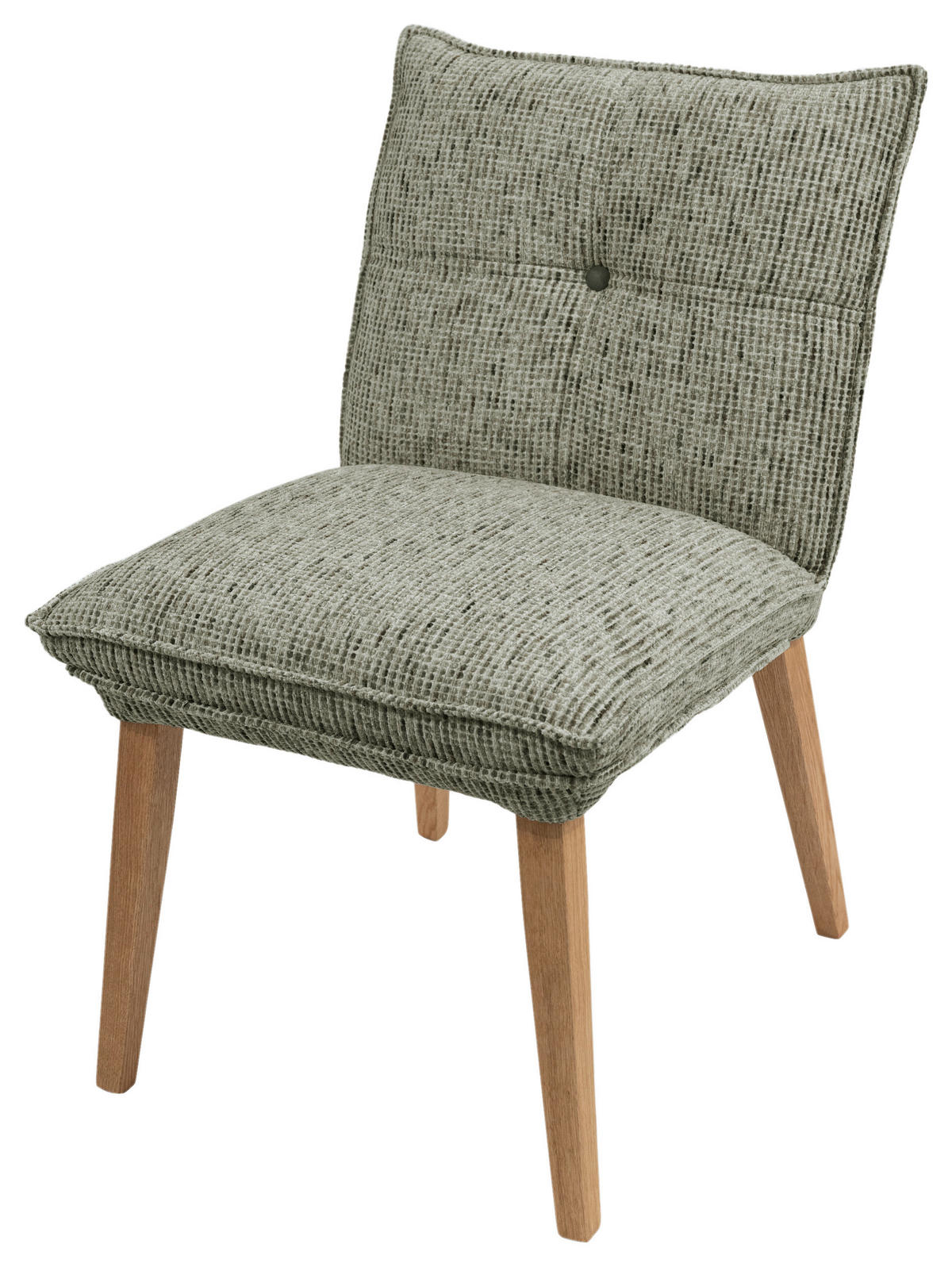 STUHL Chenille Grün, Eichefarben Eiche massiv  - Eichefarben/Grün, KONVENTIONELL, Holz/Textil (52/86/65cm) - Valdera