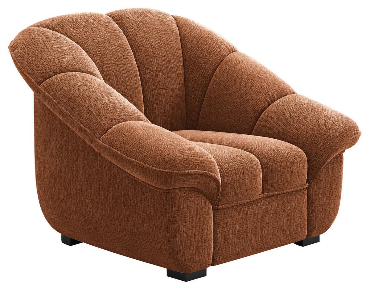 SESSEL in Chenille Terracotta  - Terracotta/Schwarz, KONVENTIONELL, Kunststoff/Textil (110/88/104cm) - Welnova