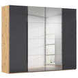 SCHWEBETÜRENSCHRANK 271/235/68 cm 4-türig Schwarz, Eiche Artisan  - Chromfarben/Schwarz, Design, Glas/Holzwerkstoff (271/235/68cm) - Novel