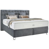 BOXSPRINGBETT 180/200 cm  in Dunkelgrau  - Dunkelgrau/Silberfarben, Konventionell, Textil/Metall (180/200cm) - Ambiente