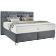 BOXSPRINGBETT 180/200 cm  in Dunkelgrau  - Dunkelgrau/Silberfarben, KONVENTIONELL, Textil/Metall (180/200cm) - Ambiente