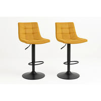 BARHOCKER-SET Samt Senfgelb  - Senfgelb/Schwarz, MODERN, Textil/Metall (43/88-108/45cm) - MID.YOU