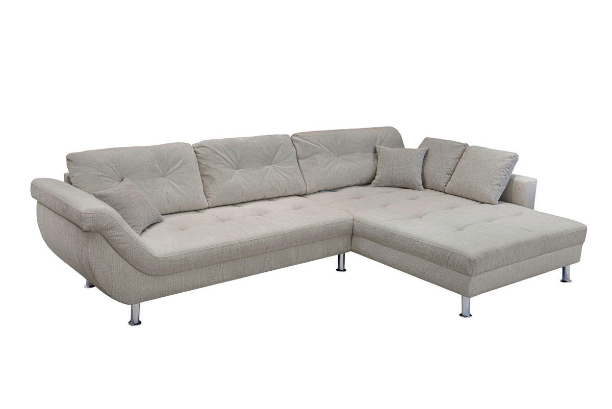 ECKSOFA BROOKLYN Beige Flachgewebe Zierkissen, Rückenkissen  - Beige/Silberfarben, KONVENTIONELL, Kunststoff/Textil (329/199cm) - Livetastic