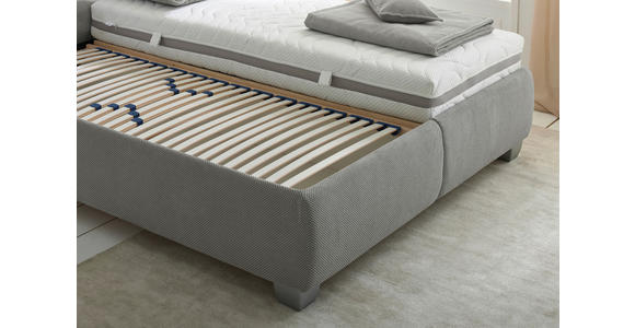 POLSTERBETT 180/200 cm in Grau - Silberfarben/Weiß, Design, Holz/Textil (180/200cm) - Carryhome