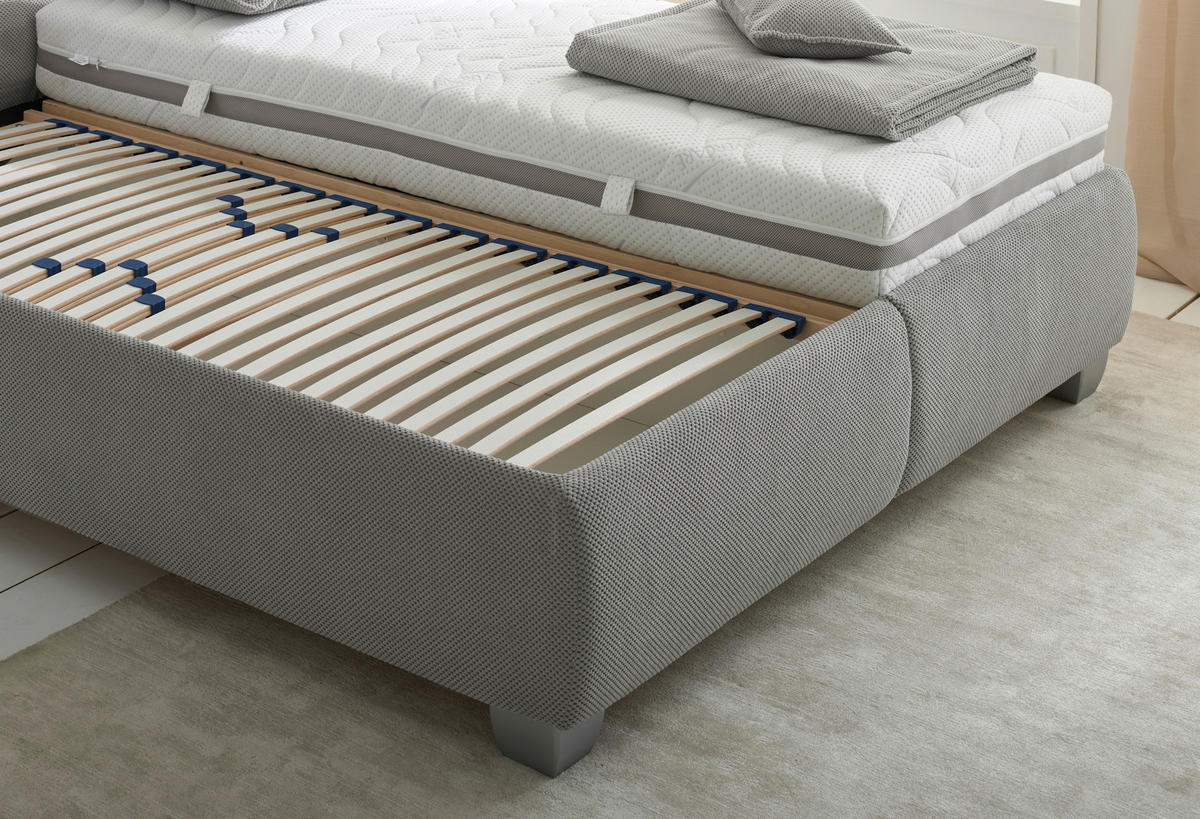 POLSTERBETT 180/200 cm  in Grau  - Silberfarben/Weiß, Design, Holz/Textil (180/200cm) - Carryhome